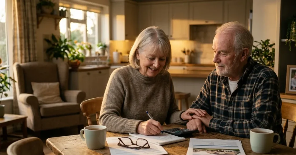 Senior homeowner learning about reverse mortgages, home equity options, and retirement income planning.