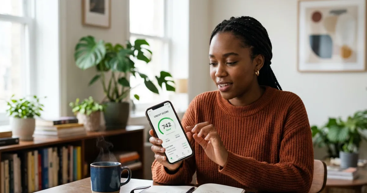 Person reviewing a credit report, payment history, and financial records to understand how a credit score is calculated.